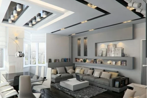 grau wohnzimmer dekoration modern design