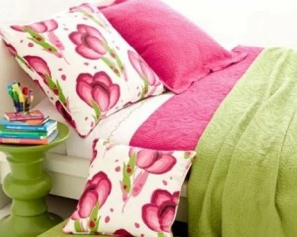 frühling schlafzimmer rosa grün bettbezüge