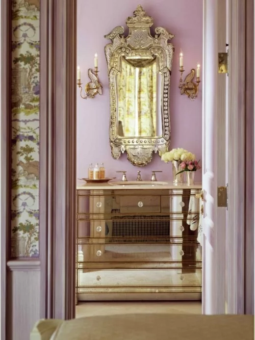 badezimmer design möbel weiblich frisch gold spiegel