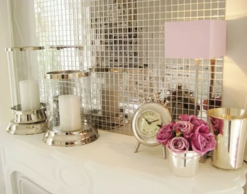 badezimmer design möbel weiblich spiegelwand uhr kerzen