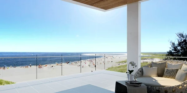 einen ruhigen balkon gestalten balkonmöbel meer strand