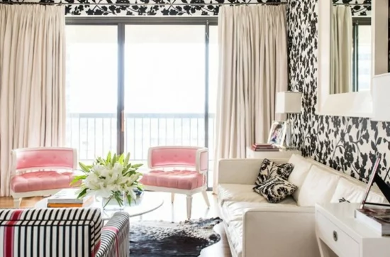 interior design home ideen femenin wohnzimmer dezent elegant rosa