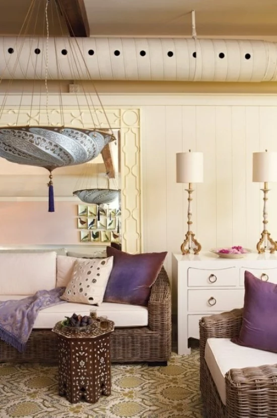 interior design home ideen femenin wohnzimmer lila orient stil
