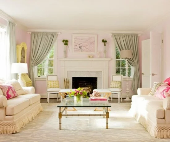 interior design home ideen femenin wohnzimmer pastelfarben frisch