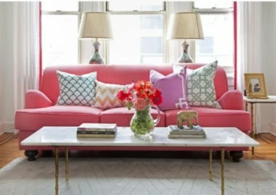 interior design home ideen femenin wohnzimmer pastelfarben niedlich rosa