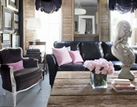 interior design home ideen femenin wohnzimmer schwarz rosa