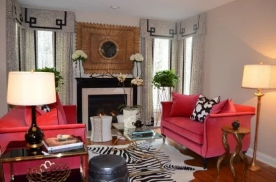 interior design home ideen femenin wohnzimmer teppich zebra