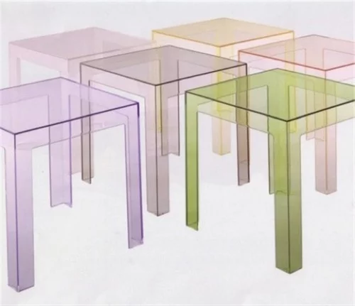 transparente designer möbel aus glas bunt beistelltische klein