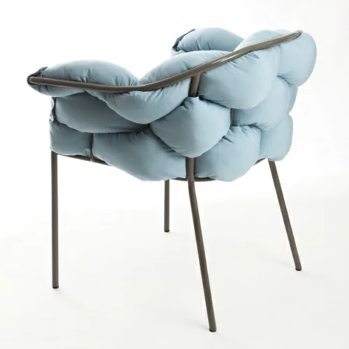 origineller outdoor stuhl metall kissen rahmen blau