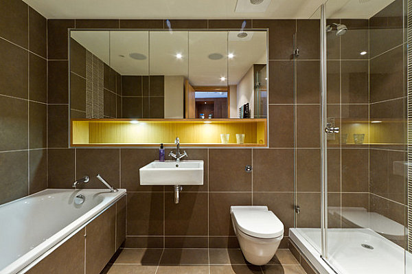 badezimmer braun Luxus Badezimmer Designs badfliesen braun golden weiß details