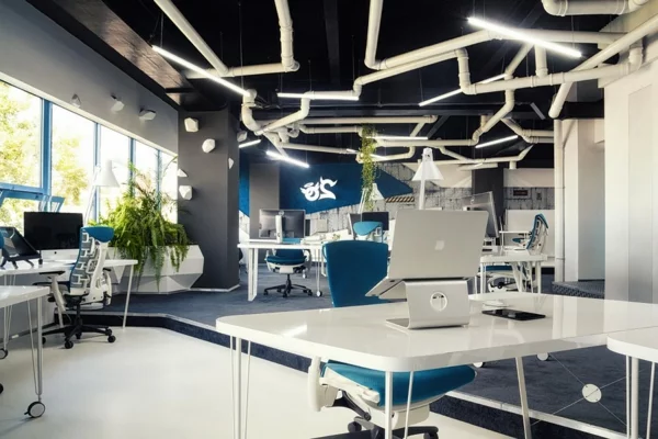 futuristisches Büro wie ein Raumschiff eingerichtet nachhaltig