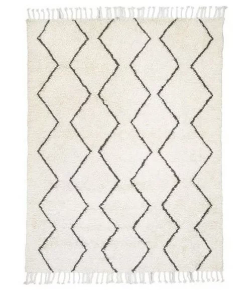 Teppiche aus Marokko zu Hause weiß weich schwarz rautenformen