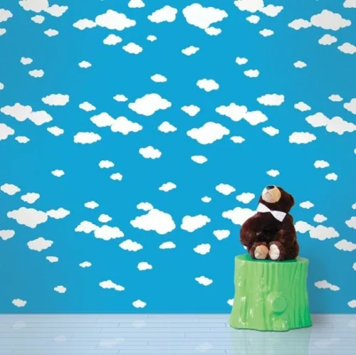 Bunte Tapeten für Kinderzimmer blau wolke nachttisch plastik