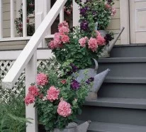 24 coole Vintage Blumentöpfe im Garten
