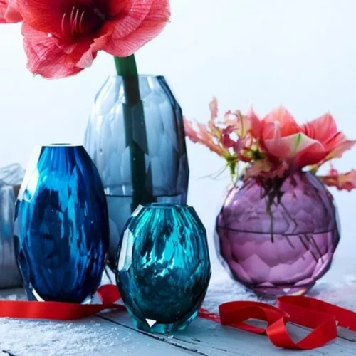 wohn accessoires glasvasen in lila und blau