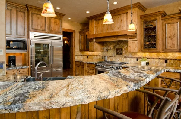 arbeitsplatte Küchen granit oberfläche spüle kühlschrank