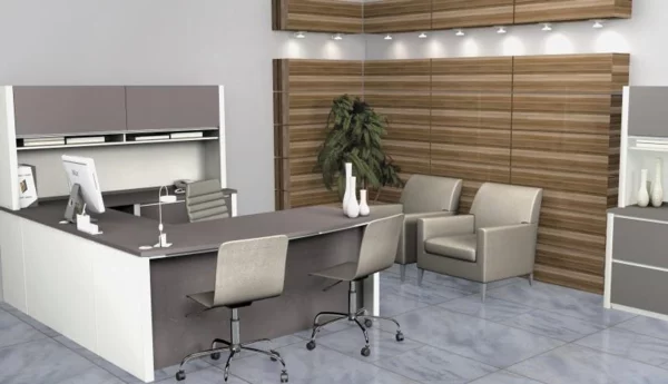 büromöbel design ergonomisch kompakt grau