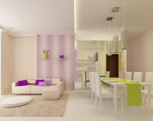 schöne Wohnzimmer  einrichten grün tischläufer frisch