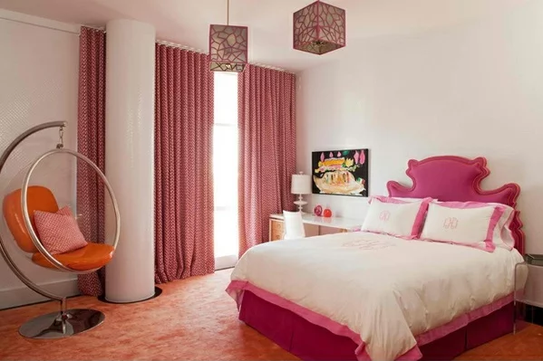 Hinreißender Schaukelstuhl im Schlafzimmer rosa bett bodenbelag