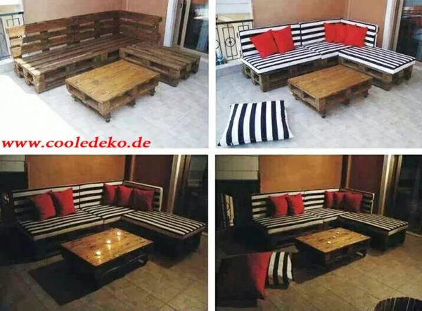 Möbel aus Europaletten sofas auflagen streifen