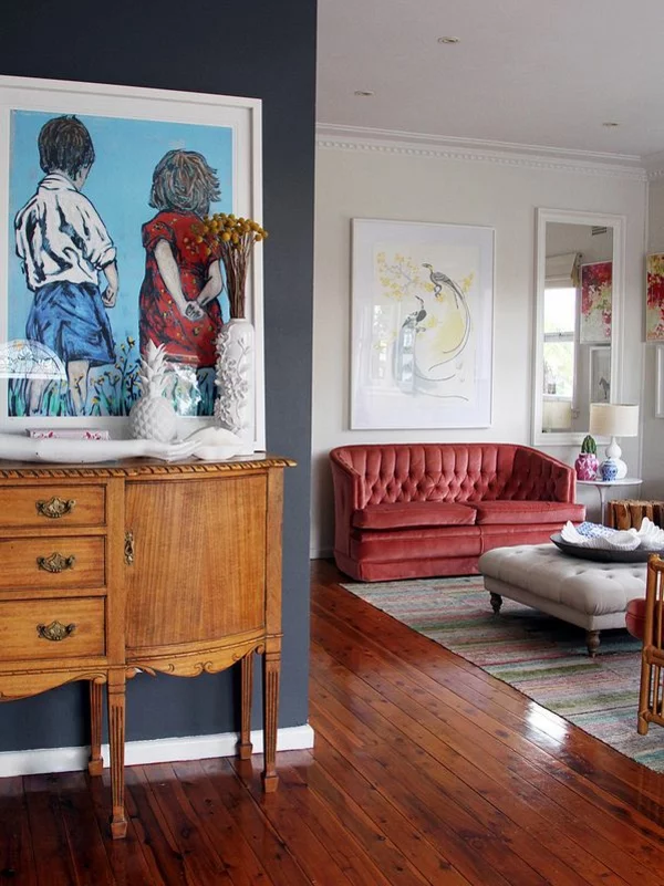 Wandfarben fürs Wohnzimmer traditionell klassisch kommode anrichte