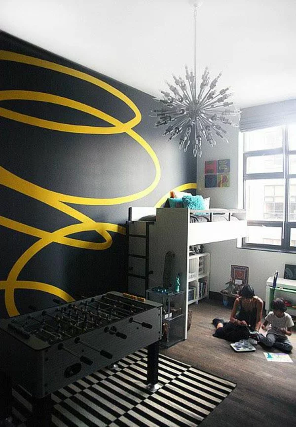 Wände Wohnideen für erstaunliche schwarz gelb spiral