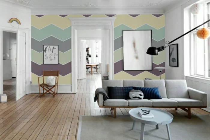 beste wandfarbe aussuchen wandfarben wohnzimmer chevron muster erstellen