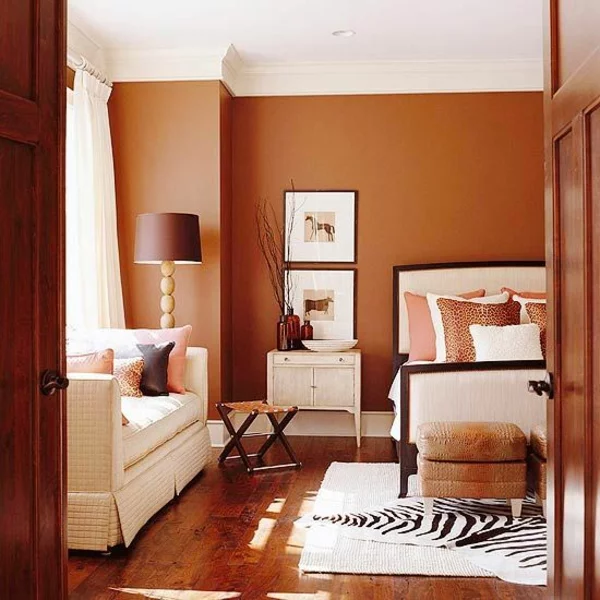 braun farbtöne warm wandfarben wohnzimmer 