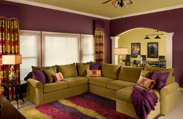 farbtöne wandmuster weich teppichläufer wandfarben wohnzimmer