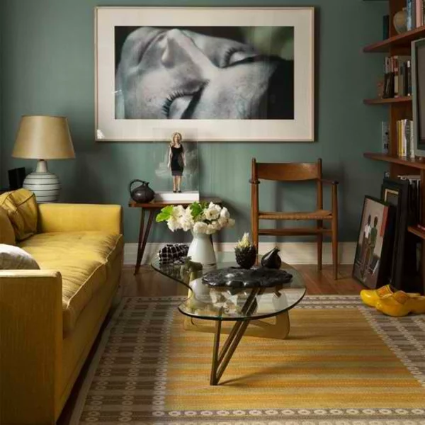 groß bilder rahmen attraktiv schöne wandfarben wohnzimmer gelb motive