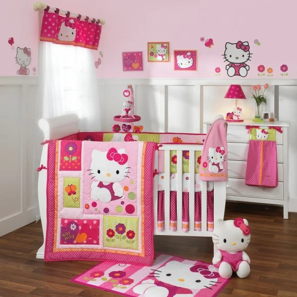 mädchenzimmer rosa decke babywiege spielzeug