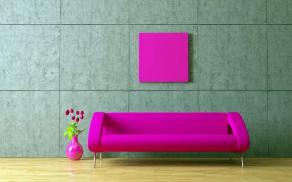 pink wohnzimmer sofa bodenvase gestaltung schöne wandfarben wohnzimmer
