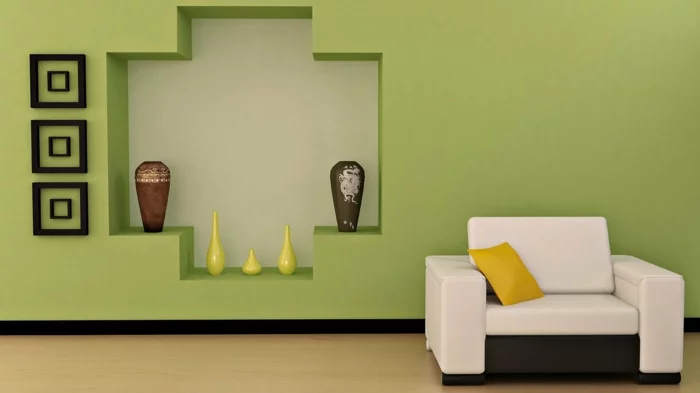 wandfarben wohnzimmer grüne wandgestaltung ideen