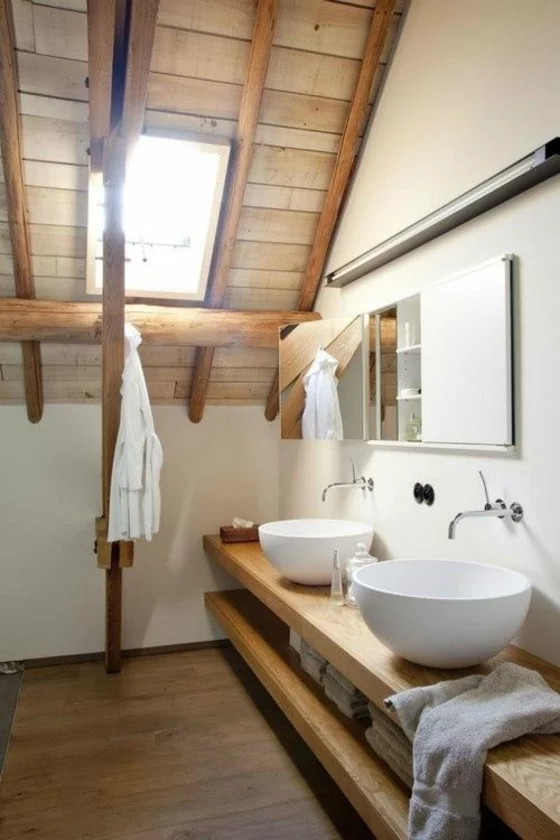 badezimmer im rustikalen stil einrichten holz wandregale als unterschränke