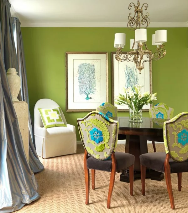 beruhigendes grün wandfarbe wohnzimmer ideen dekoration