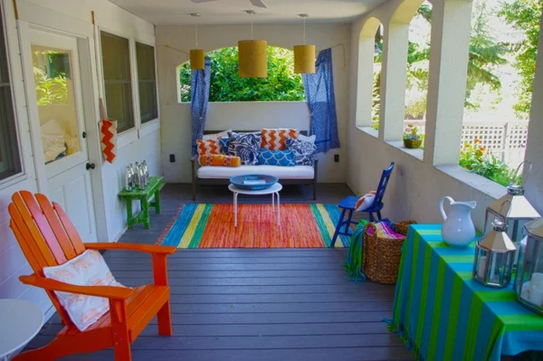 teppich terrasse bunt farben frische ideen für partydeko frühling