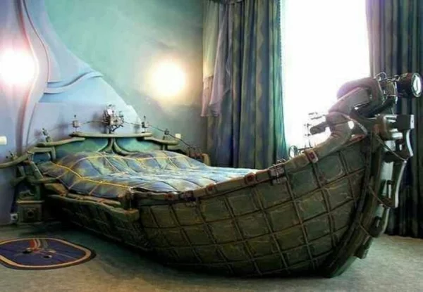wohnideen schlaffzimmer bett in boot 