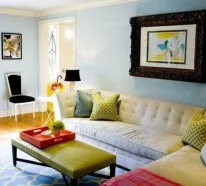 Farbbeispiele fürs Wohnzimmer – kräftige Farbgestaltung