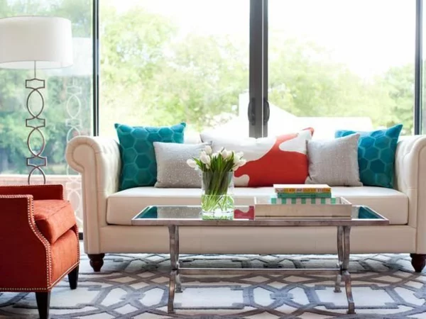 Wohnzimmer wandfarben farbgestaltung sofa Farbbeispiele 