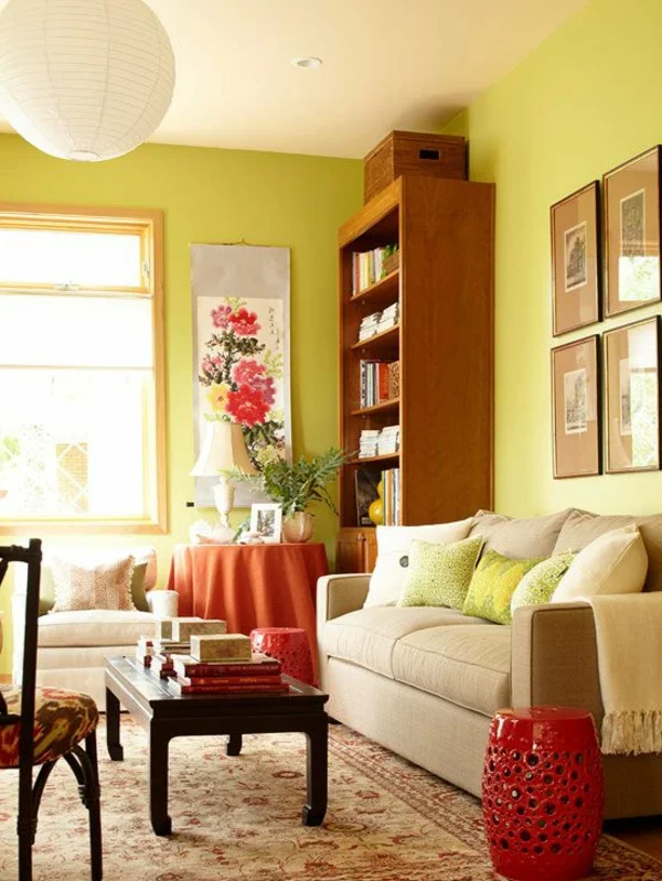 Wohnzimmer wandfarben Farbbeispiele  farbgestaltung tag