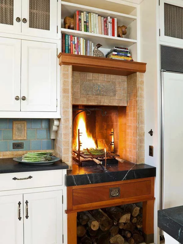 Kamine und Feuerstellen brennholz küche vintage