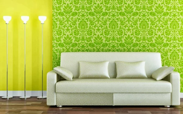 Wandfarbe in Grüntönen sofas muster