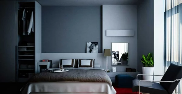 graublau wandfarbe taubenblau schlafzimmer farbgestaltung wandgestaltung ideen