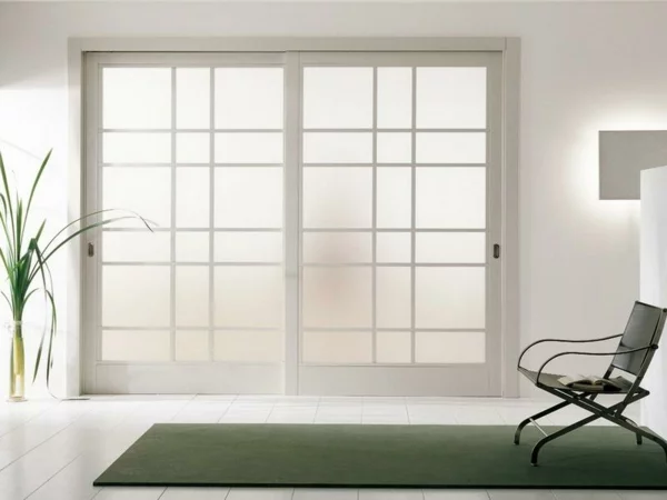 innentüren schiebetüren weiß zarge asiatischer stil ideen minimalistisch