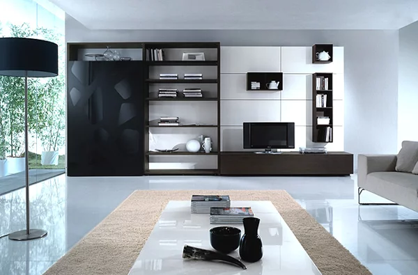 moderne minimalistische wohnzimmergestaltung ideen farben wohnwand