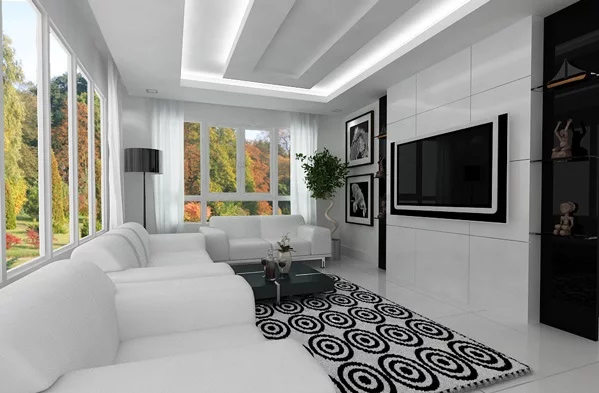 moderne silbern wohnzimmergestaltung ideen indirekt