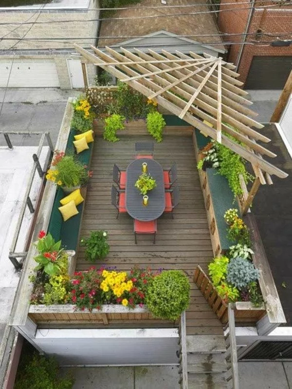 terrassengestaltung ideen patio pergola  dach sitzecken 