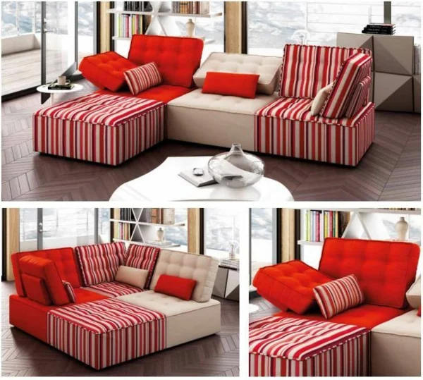 Chaiselongue sofa möbel beige und rot