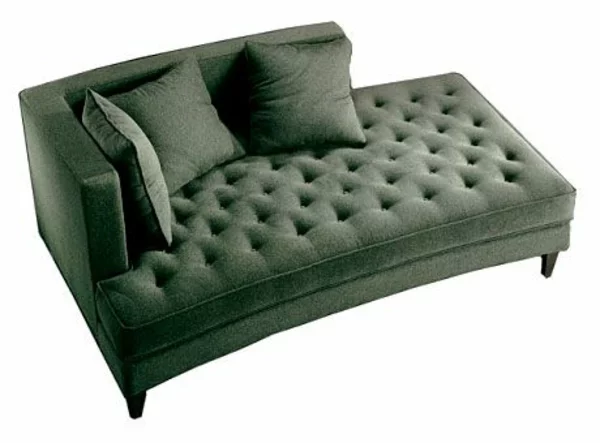 Chaiselongue sofa möbel grün mit knöpfen