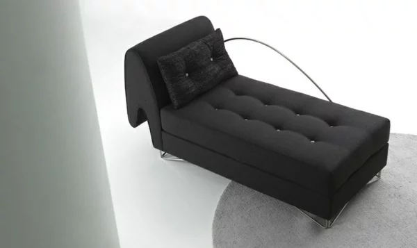 Chaiselongue sofa tolle möbel schwarz mit knöpfen